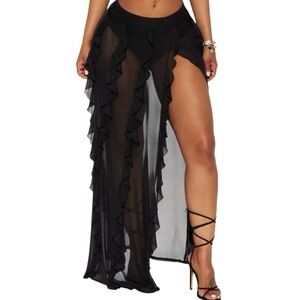 FASHION NOVA Lavish Nights Ruffle Maxi Skirt
